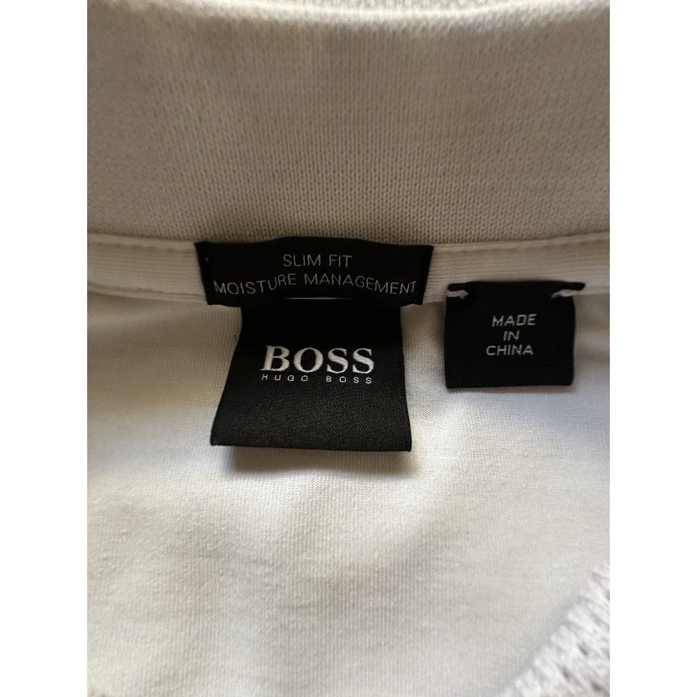BOSS Athleisure Philix 1 polo shirt 1/4 Zip Light‎ Gray Medium READ